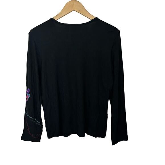 Vintage Chico's Design Top Silk Floral Embroidered Beaded Women's Size 1 Medium - Picture 3 of 7